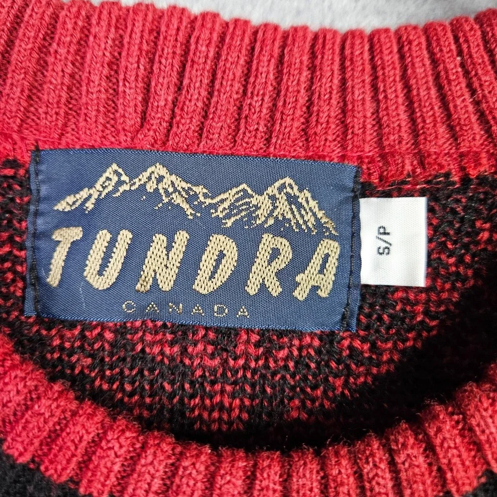 Tundra Canada Unisex Adult Red Black Nordic Knit Sweater Size S/P Vintage